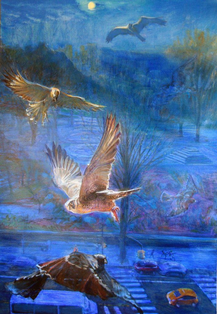 Night Birds 48 x 34  oil canvas